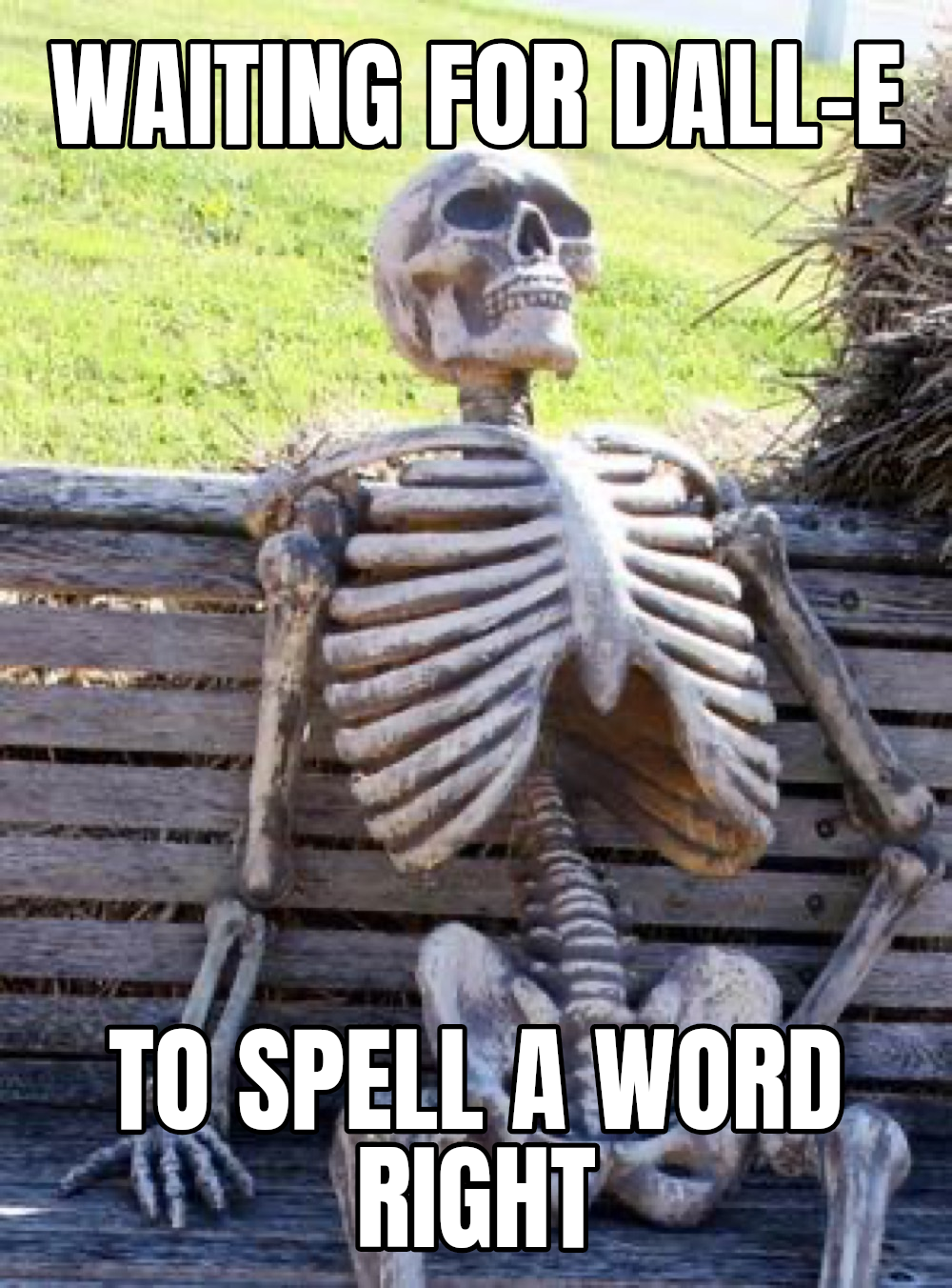 clean waiting skeleton meme rendered by memewright